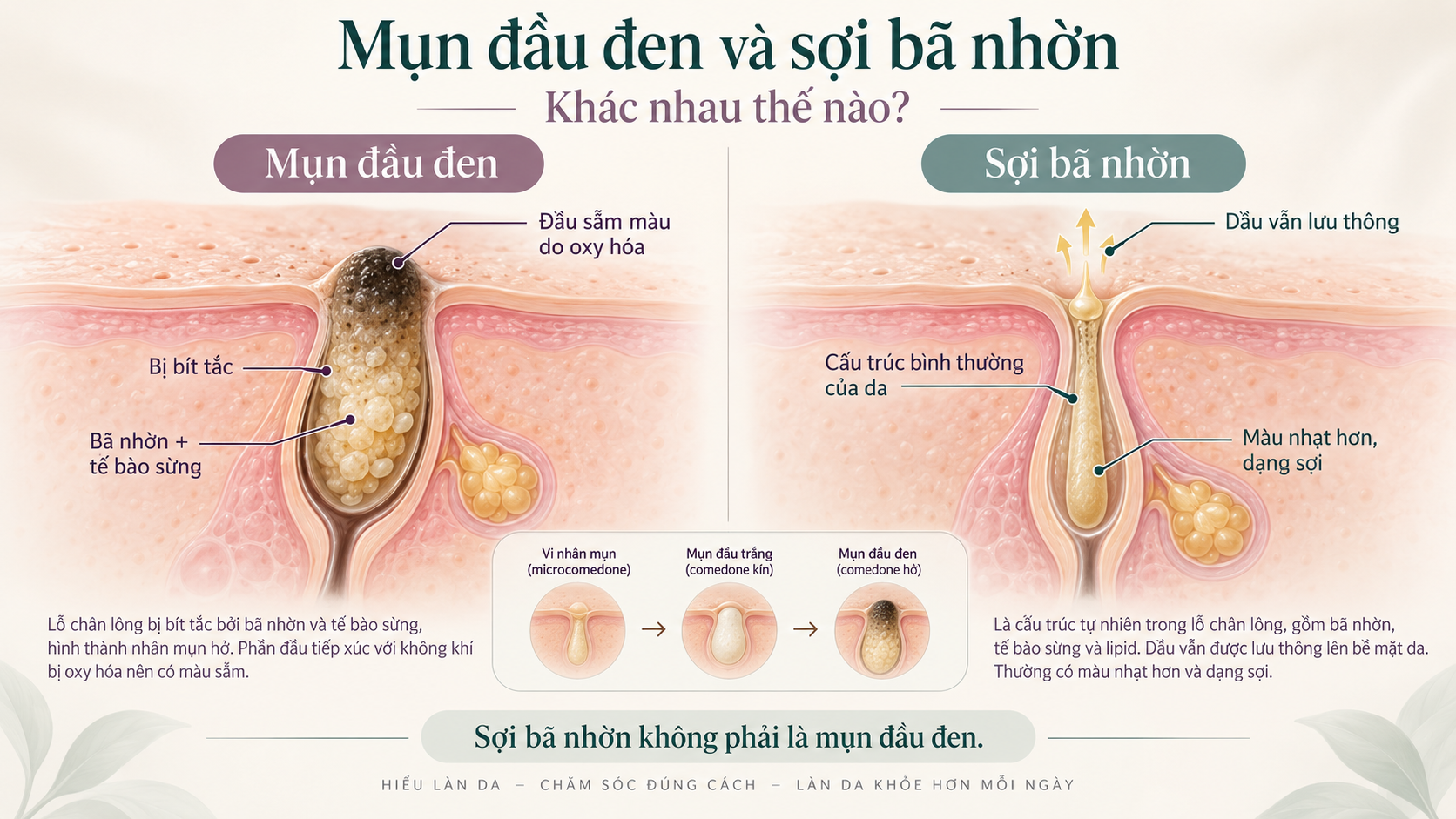 mụn đầu đen và sợi bã nhờn